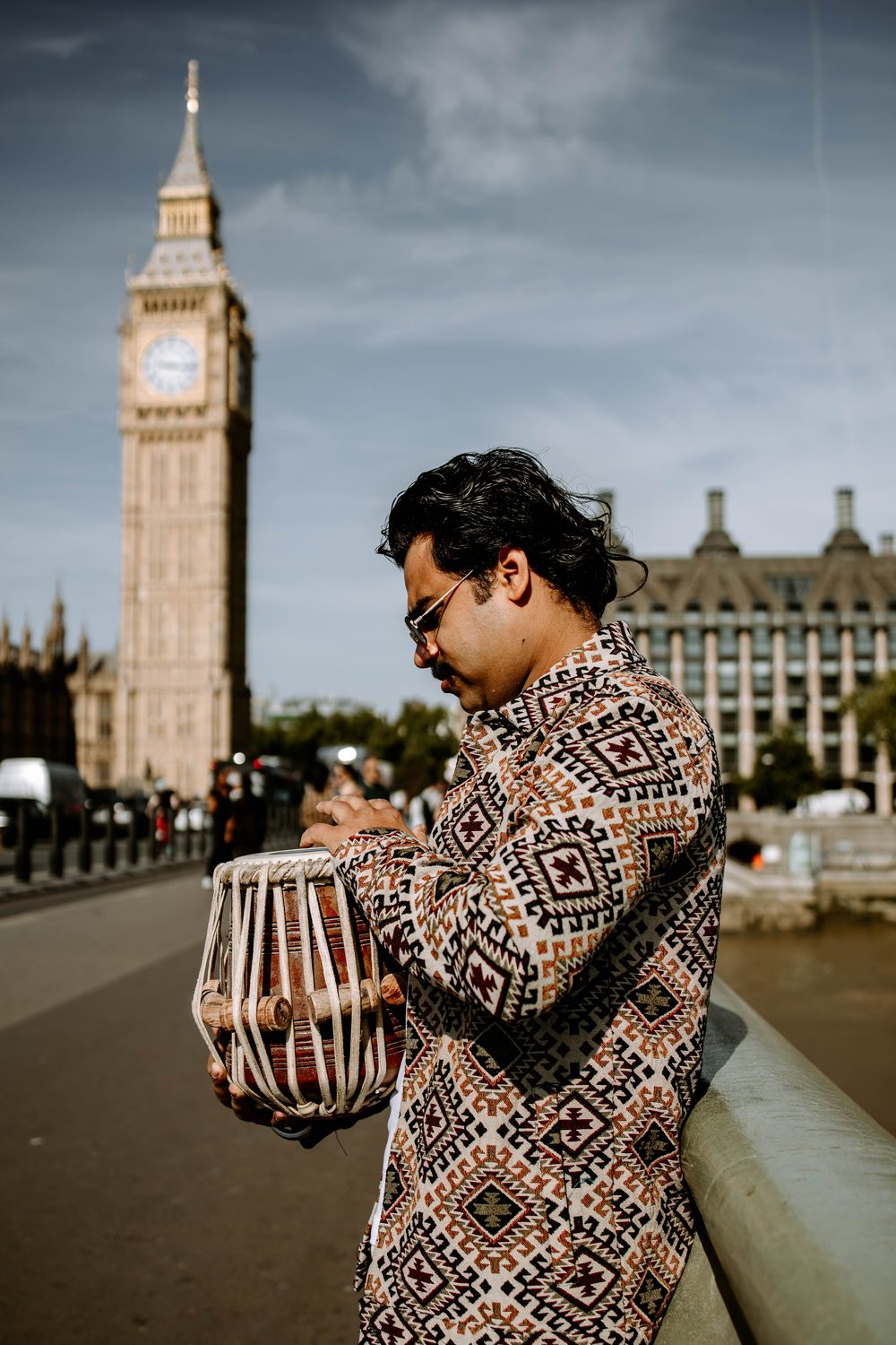 Manmohan Dogra with his tabla across London