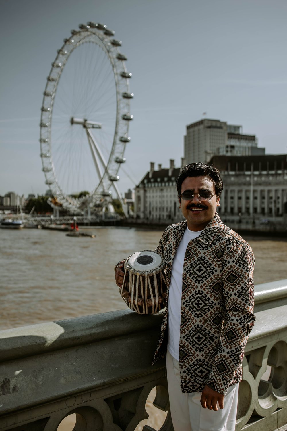 Manmohan Dogra with his tabla across London