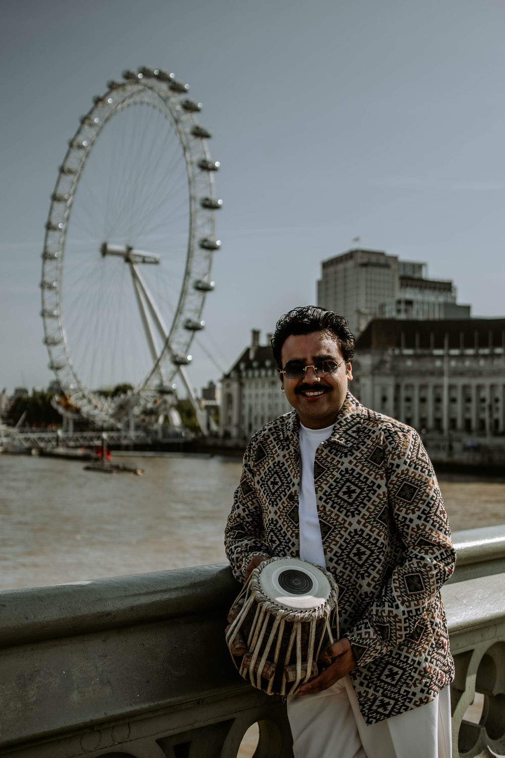 Manmohan Dogra with his tabla across London