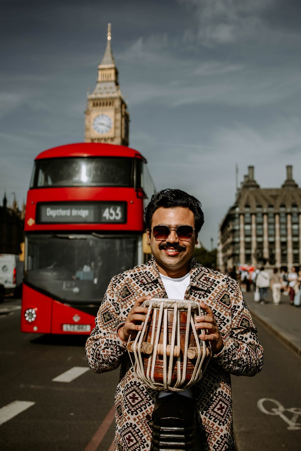 Manmohan Dogra with his tabla across London