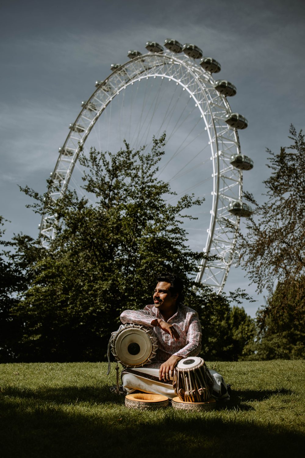 Manmohan Dogra with his tabla across London
