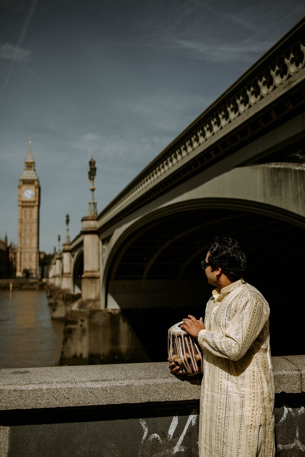 Manmohan Dogra with his tabla across London