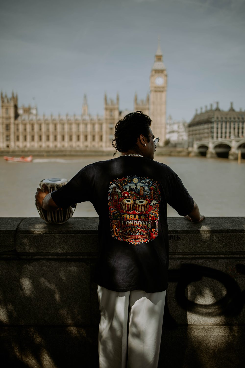 Manmohan Dogra with his tabla across London