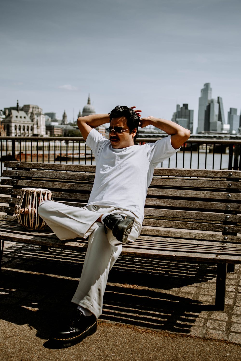Manmohan Dogra with his tabla across London
