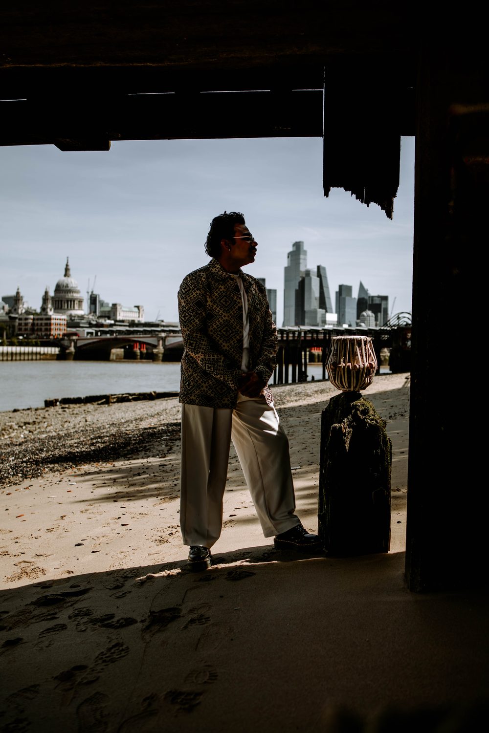 Manmohan Dogra with his tabla across London