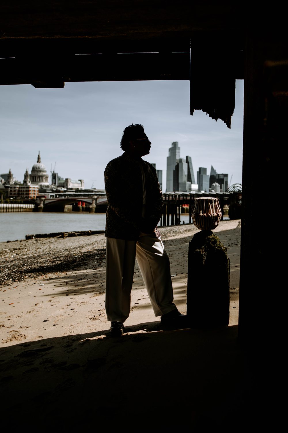 Manmohan Dogra with his tabla across London